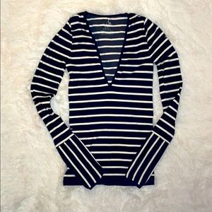 Intimately Free People Deep V Fitted Striped Top